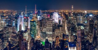 Beautiful panoramic shot of New York City at night