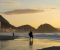 A beautiful shot of the Copacabana Beach in Rio de Janeiro during a sunrise